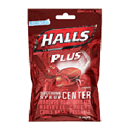 Halls Plus cherry w/medicine center menthol drops, cough suppressa 25ct