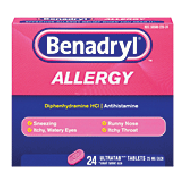 Benadryl Allergy Medicine ultratabs, 24 tablets  24ct