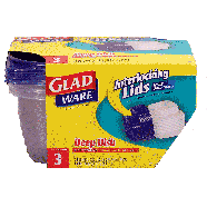 Glad  deep dish containers, lids and containers, 64 oz, bpa free  3ct