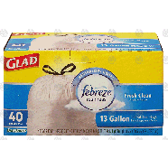 Glad Odor Shield 13 gallon tall kitchen drawstring bags with febre 40ct
