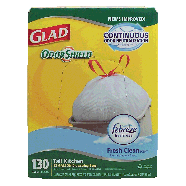 Glad Odor Sheild tall kitchen, 13 gallon drawstring bags with feb130ct