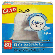 Glad Odor Shield 13 gallon tall kitchen bags with febreze freshnes 80ct