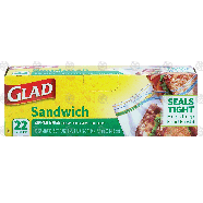 Glad Sandwich sandwich size zipper bags, 6-5/8 in x 5-7/8 in  22pk