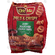 Ore-Ida Bold & Crispy zesty seasoned curly fries, seasoned french28-oz