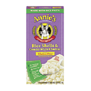 Annie's Homegrown rice shells & creamy white cheddar gluten free ma 6oz