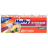 Hefty  slider quart size one zip storage bags, 7 in x 8 in  20oz