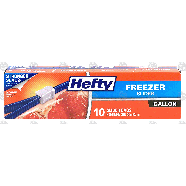 Hefty  slider gallon size one zip freezer bags, 10-9/16 in x 11 in 10ct