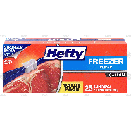 Hefty  gallon size freezer slider bags, 10 9/16 in x 11 in  25ct