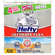 Hefty Ultimate Flex tall kitchen drawstring bags, 13 gallon, clean 76ct