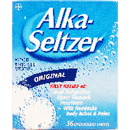 Alka Seltzer Original fast relief antacid & pain relief medicine f 36ct