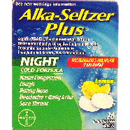 Alka Seltzer Plus aspirin / pain reliever-fever reducer, night col 20ct