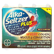 Alka Seltzer Plus severe cough, mucus & congestion, 20 liquid gels 20ct