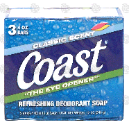 Coast  classic scent, refreshing deodorant soap  3ct