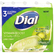 Dial Vitamin Boost glycerin soap bars, lotion infused, with vitamin 3pk