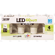 Feit Electric  LED 60 watt replacement, soft white, dimmable, 800 l 4ct