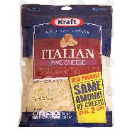 Kraft Natural Cheese italian five cheese, shredded mozzarella, pro8-oz