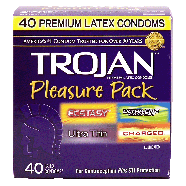 Trojan Pleasure Pack latex condoms for contraception plus STI prot40ct