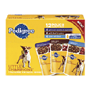 Pedigree Little Champions 12 pouch variety pack, 4 with beef, nood12pk