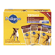 Pedigree Little Champions 12 pouch variety pack, 4 with beef, 4 wi12pk