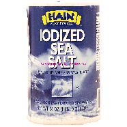 Hain  iodized sea salt, made from evaporated sea water 26oz