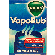 Vicks Vaporub cough suppressant, topical analgesic ointment, rel3.53oz