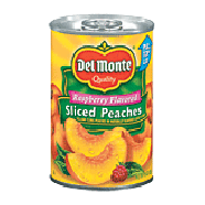 Del Monte Peaches Sliced Yellow Cling Raspberry Flavored In Light 