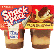 Snack Pack  ice cream sandwich pudding, 4 3.25-oz. cups. 13oz