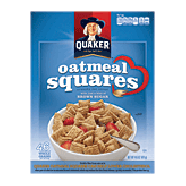 Quaker oatmeal squares crunchy oat cereal with just a hint of br14.5oz