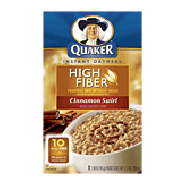 Quaker  cinnamon swirl flavored instant oatmeal, high fiber, 8 112.6oz