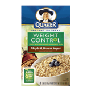Quaker Weight Control maple & brown sugar flavor oatmeal, 8-pack12.6oz