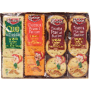 Keebler  variety pack sandwich crackers; club cheddar, cheese pean11oz