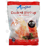 Aqua Star  cooked shrimp, peeled, tail on, 41-50, thaw & serve 1lb