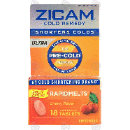 Zicam Rapidmelts ultra, pre-cold medicine, shortens colds, cherry  18ct