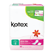 Kotex U ultra thin long sanitary pads, unscented  40ct