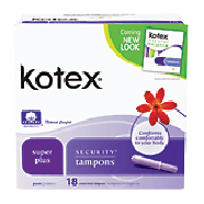 Kotex U super plus absorbency plastic applicator tampons, unscente 18ct
