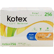 Kotex natural balance pantiliners, regular unscented, 4-packs of 256ct