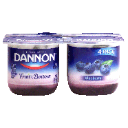 Dannon Fruit on the Bottom lowfat yogurt, blueberry, fruit one the 4pk