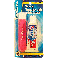 Top Care  travel toothbrush with .85 oz Crest, compact kit  1pk