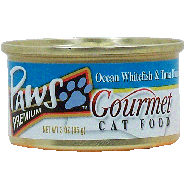 Paws Gourmet cat food; ocean whitefish & tuna dinner 3oz
