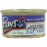 Paws Gourmet cat food; savory salmon dinner 3oz