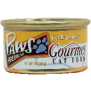 Paws Gourmet cat food; chicken dinner 3oz