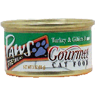 Paws Gourmet cat food; turkey & giblets dinner 3oz