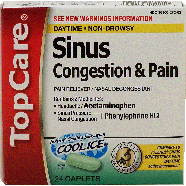 Top Care  sinus congestion & pain, acetaminophen and phenylephrine 24ct