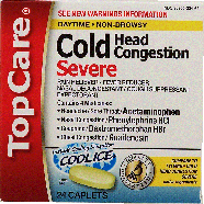 Top Care Severe cold head congestion, contains 4 medicines, cool i24ct