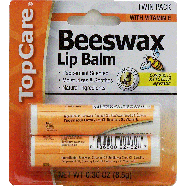 Top Care  beeswax lip balm, peppermint scented 2ct