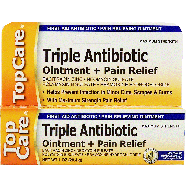 Top Care  triple antibiotic oinment + pain relief, maximum strength1oz