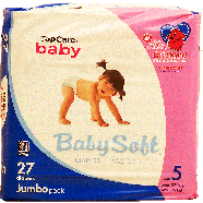 Top Care Baby diapers, size 5, over 27 lbs 27ct