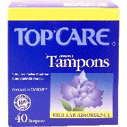 Top Care  tampons, open end, regular absorbency, cardboard applica40ct