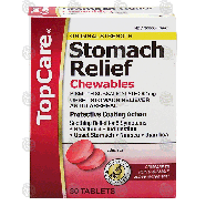 Top Care  stomach relief chewables, protective coating action, ups 30ct