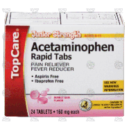 Top Care Junior Strength acetaminophen rapid tabs, pain reliever,  24ct